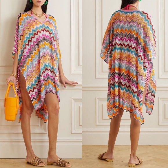Missoni Dresses & Skirts - Brand new Missoni zig zag chevron crochet knit kaftan beach cover up dress